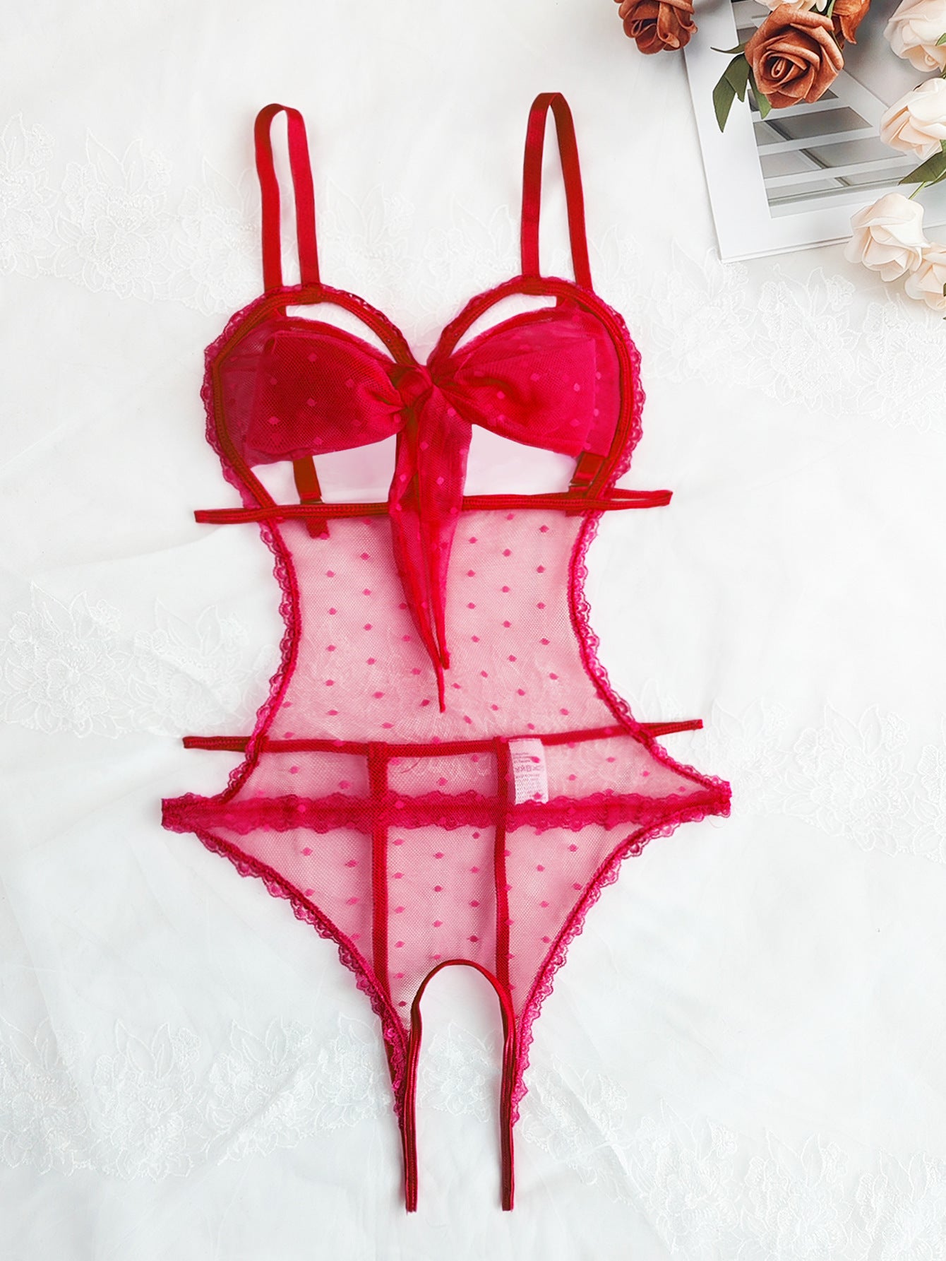 Strapless Sheer Cutout And Ultra-sweet One-piece Bodysuit