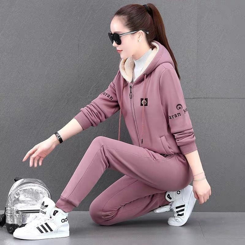 Womens Fashion Plus-Size Sports Hoodie Set