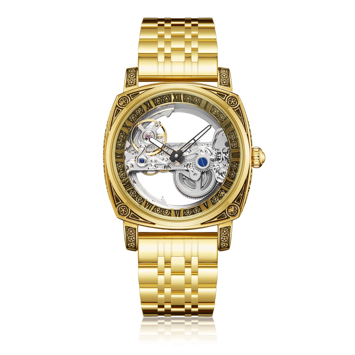 Relief-embossed Vintage Luminous Self-winding Mechanical Watch