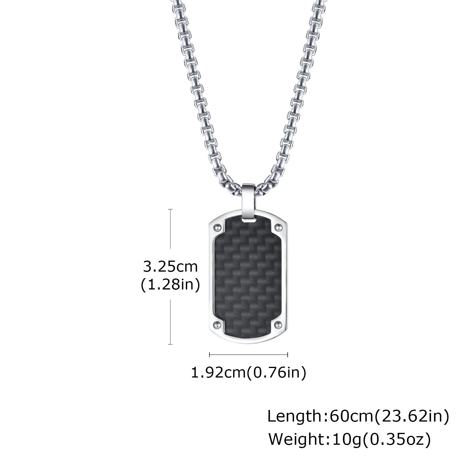 Mens Titanium Steel Carbon Fiber Military Dog Tag Blank Pendant Necklace