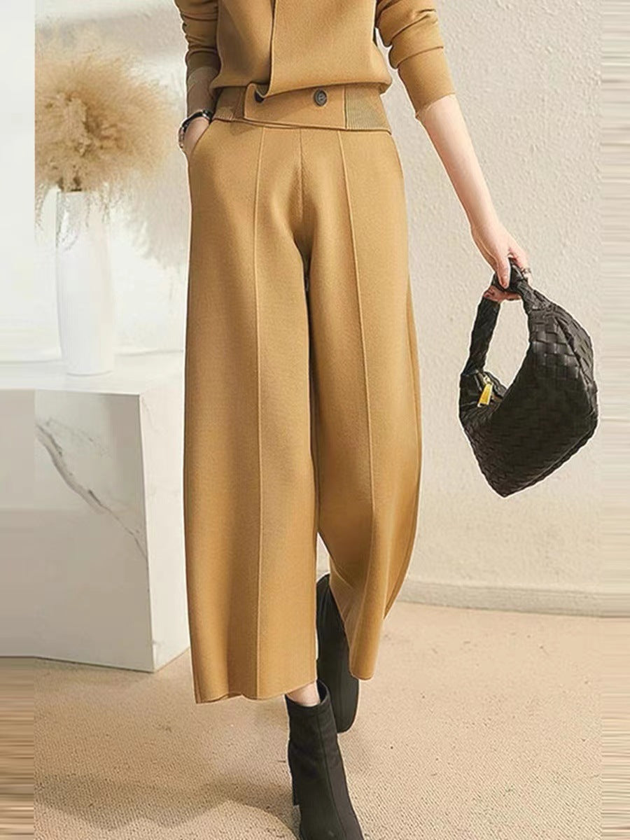 Womens Fashionable Casual Knitted Sweater Set