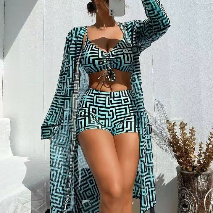 Womens Three-Piece Swimwear Cover-Up Set