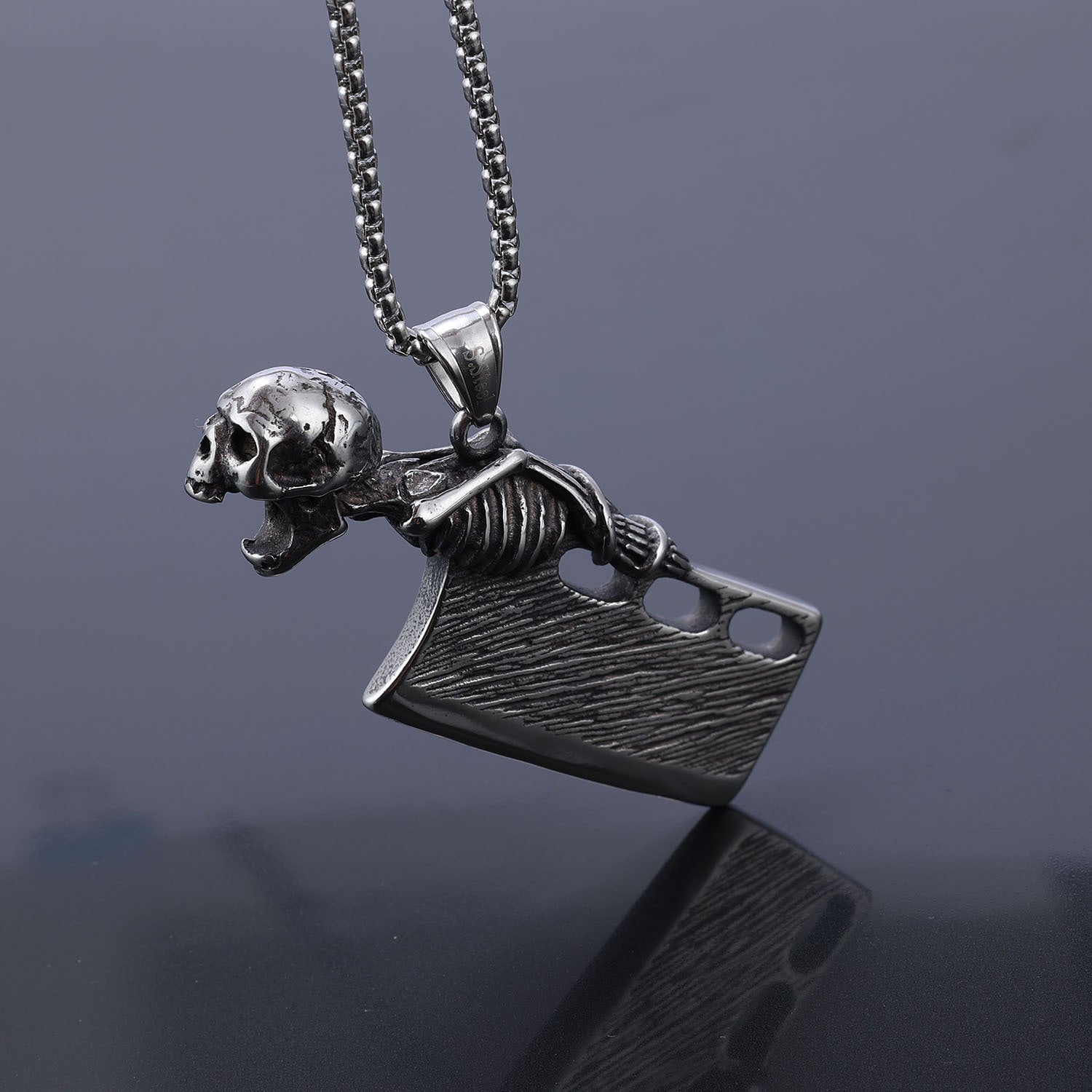 Skull And Sickle Polished Titanium Steel Pendant