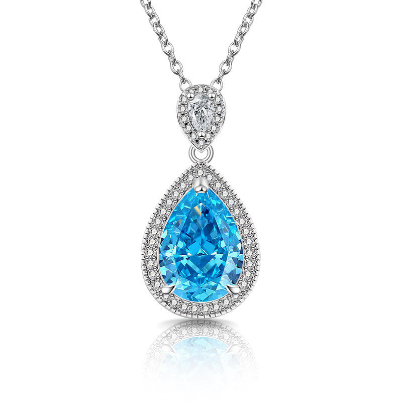 Strobe-colored Gemstone Ice-flower Cut Teardrop Necklace
