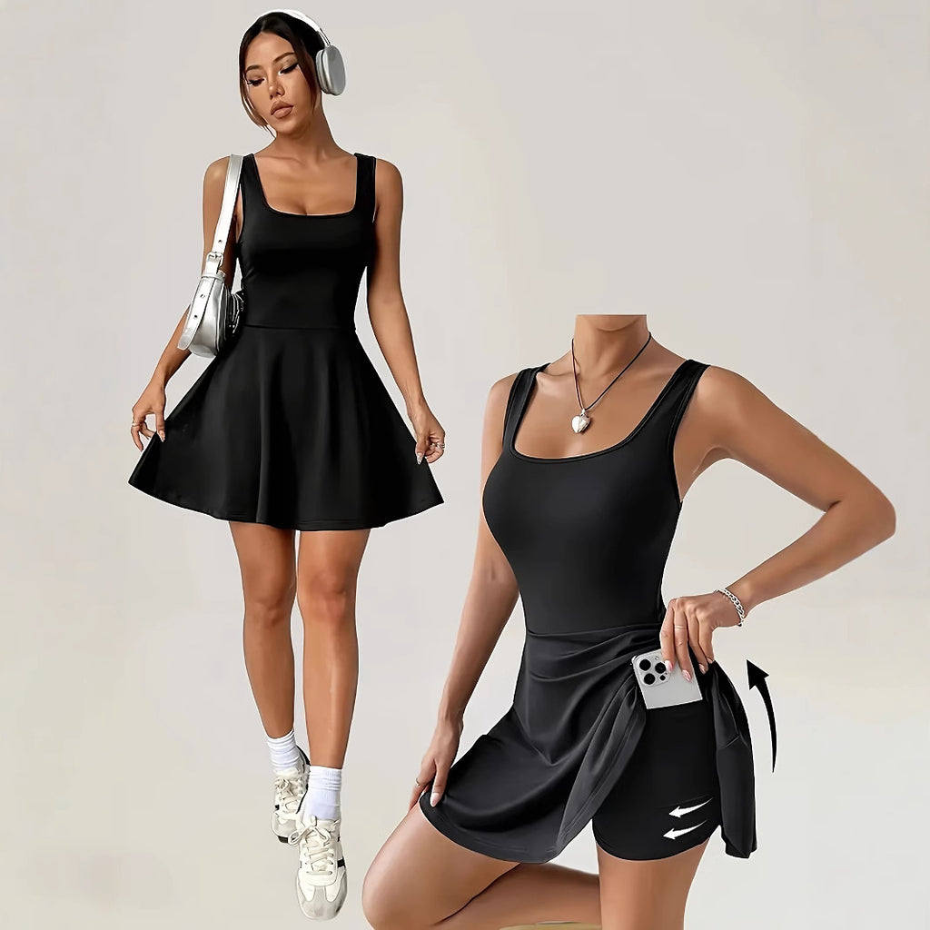 Pocketed Sleeveless Pants Tennis Mini Dress