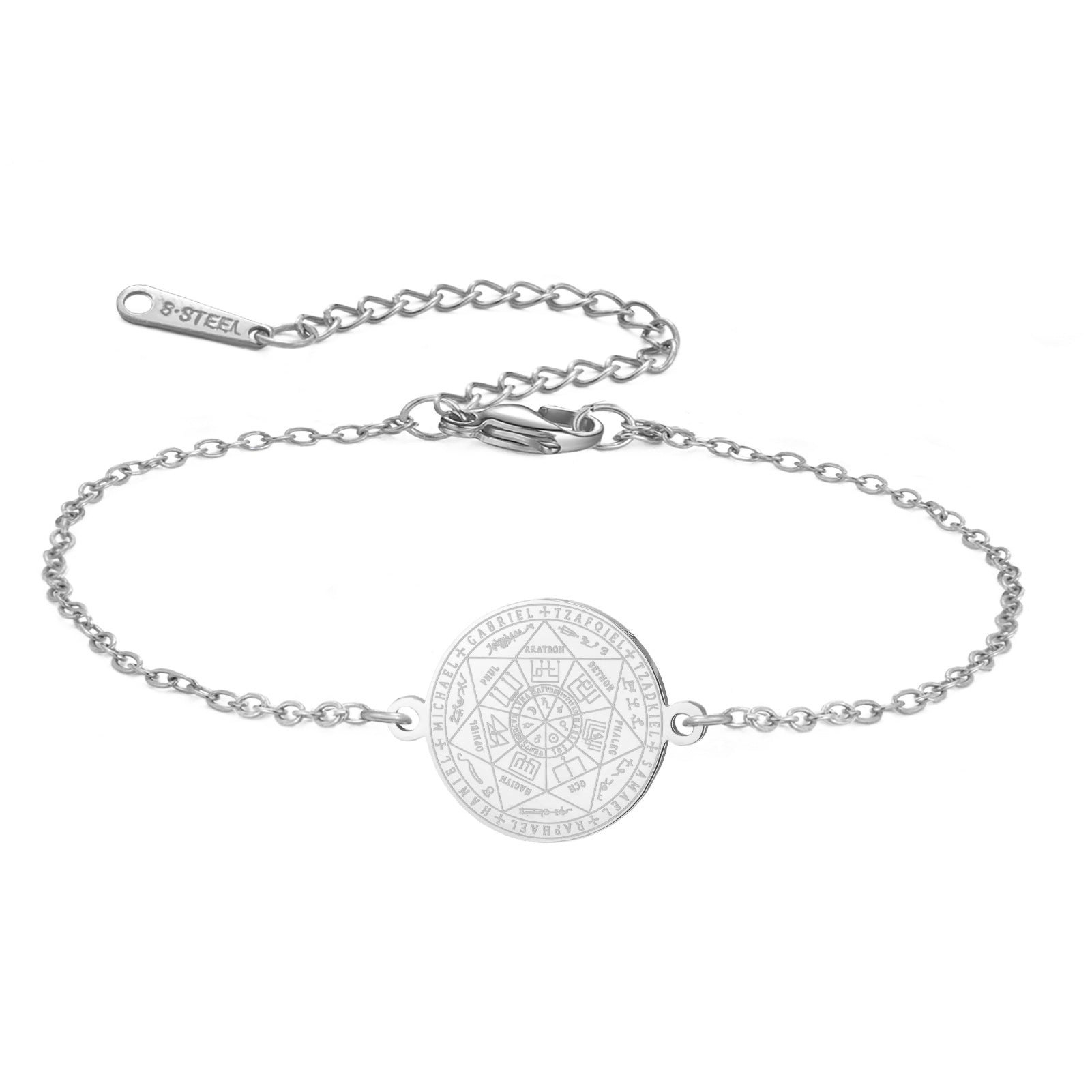 Stainless Steel Seven Archangels Pendant Bracelet