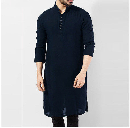 Arabic StyleFashion Simple Long Men's Shirt MuslimRobe