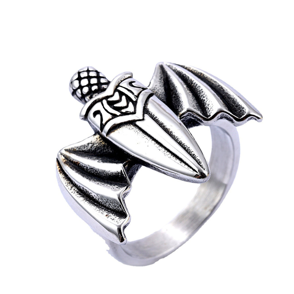 Creative Bat Wing Sword Titanium Steel Ring