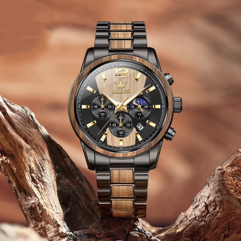 Mens Quartz Watch With Calendar Six Hands