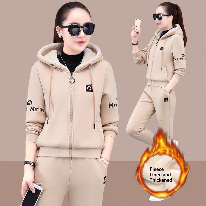 Womens Fashion Plus-Size Sports Hoodie Set