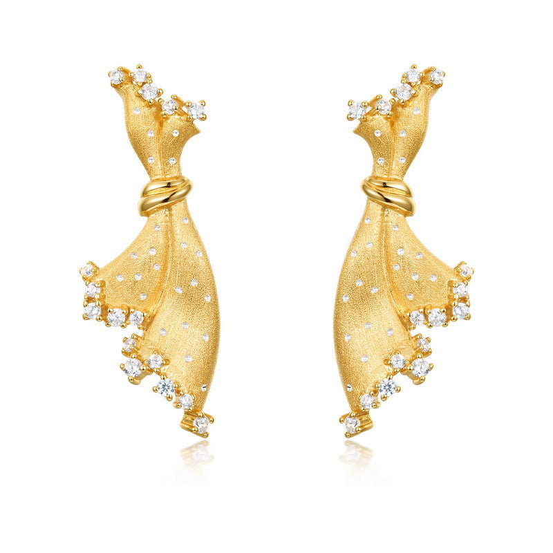 Drawing Craft Small Skirt With Pure Silver Earrings For Women