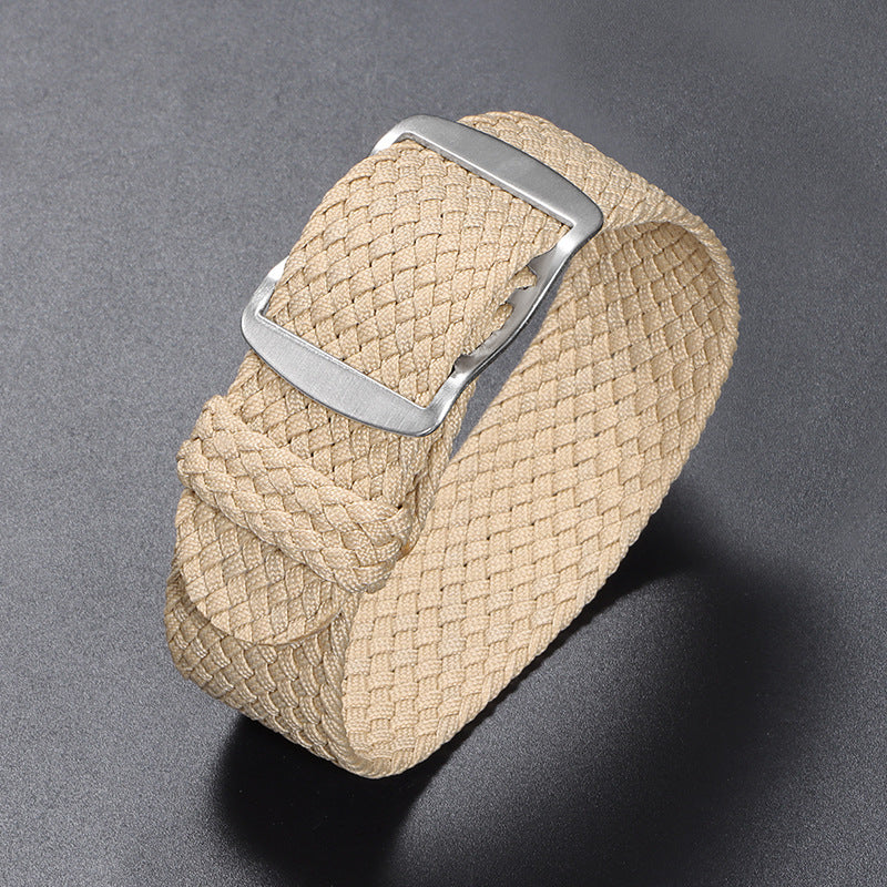 Woven Nylon Watchband Pieces Over Canvas Watch Strap