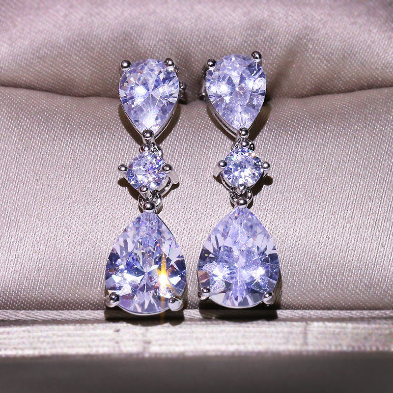 Chic Water-drop-shaped Zircon Earrings Korean Style