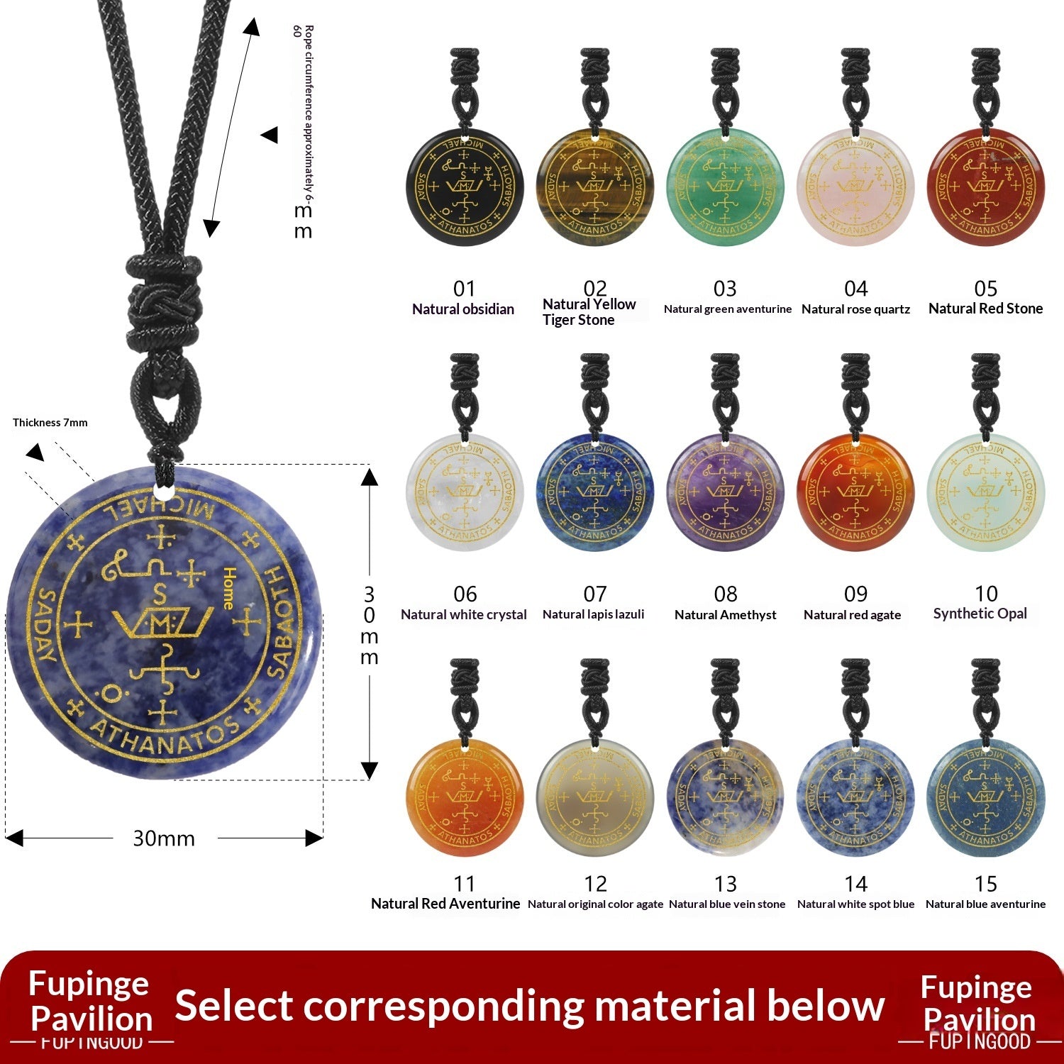 Seven Archangels Natural Crystal Pendant Crystal Necklace