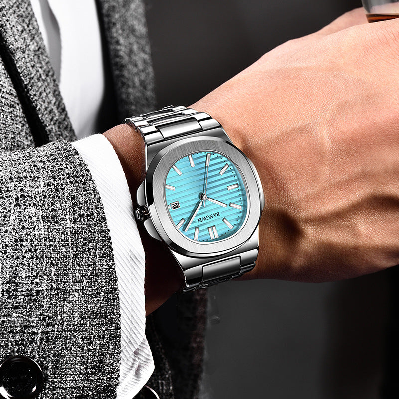 Mens Stylish Luminous Water-Resistant Watch With A Steel Band