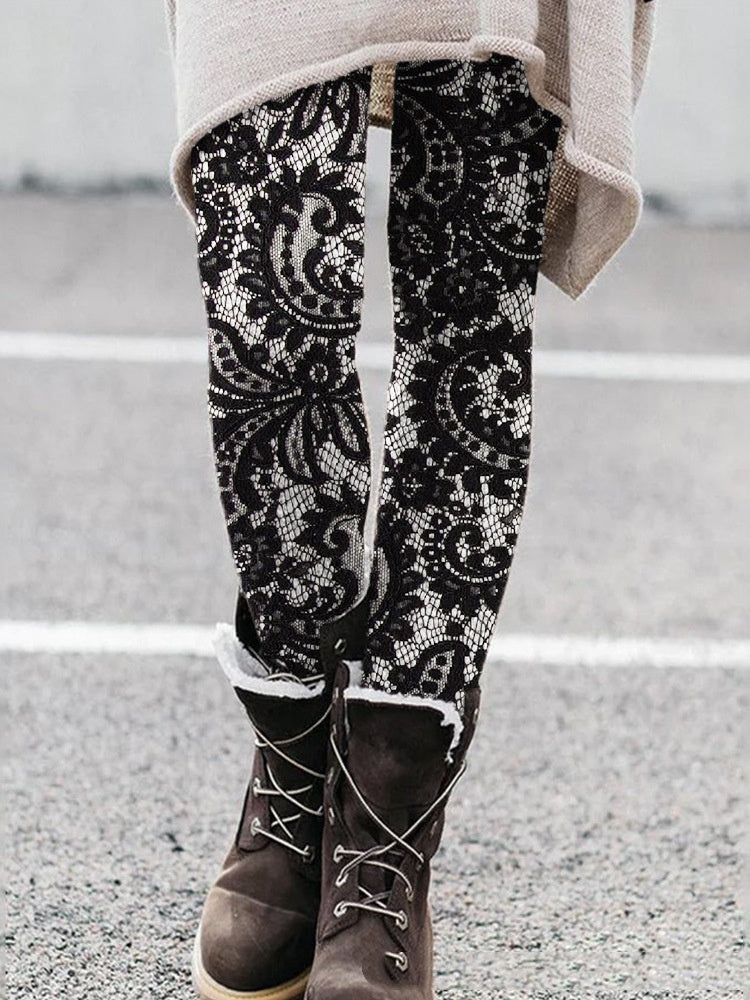 New Retro 3D Digital Print Pattern Women's Sports Yoga Pants