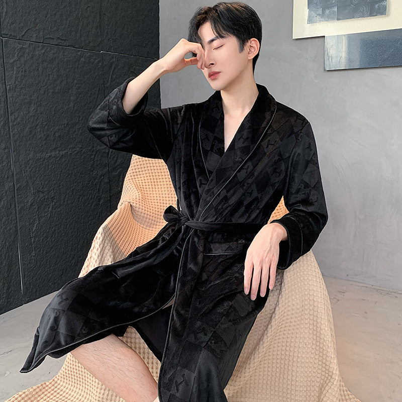 Double-sided Velvet Extra-thick Island Velvet Bathrobe