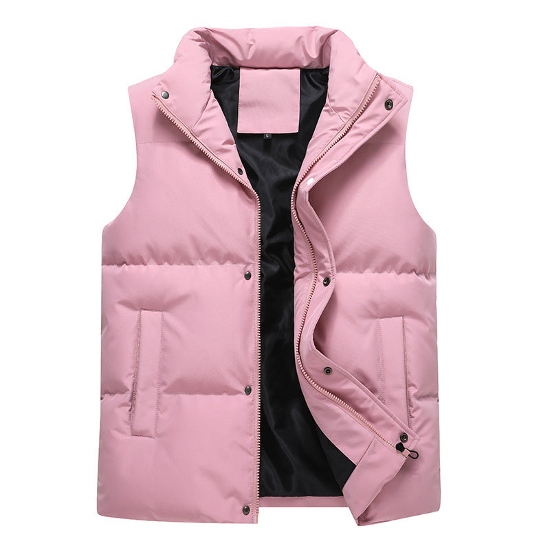 Womens Solid-Color Casual Padded Warm Vest