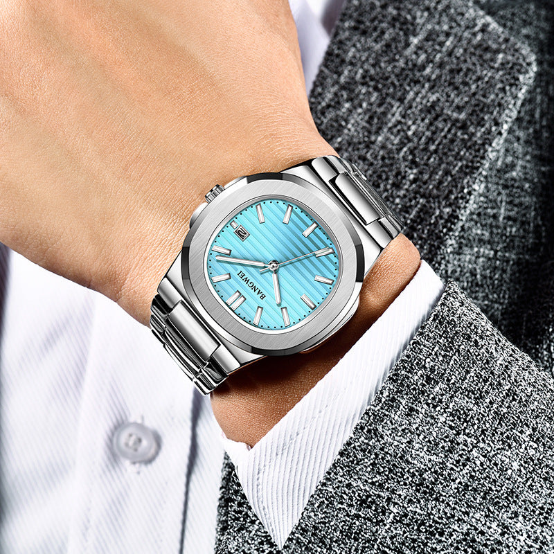 Mens Stylish Luminous Water-Resistant Watch With A Steel Band