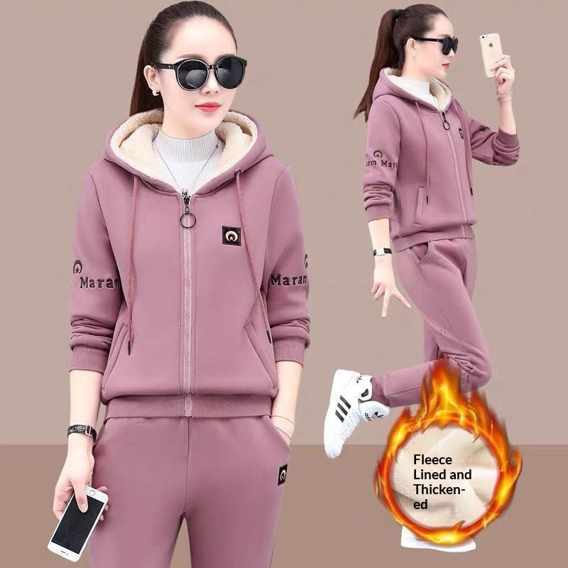 Womens Fashion Plus-Size Sports Hoodie Set