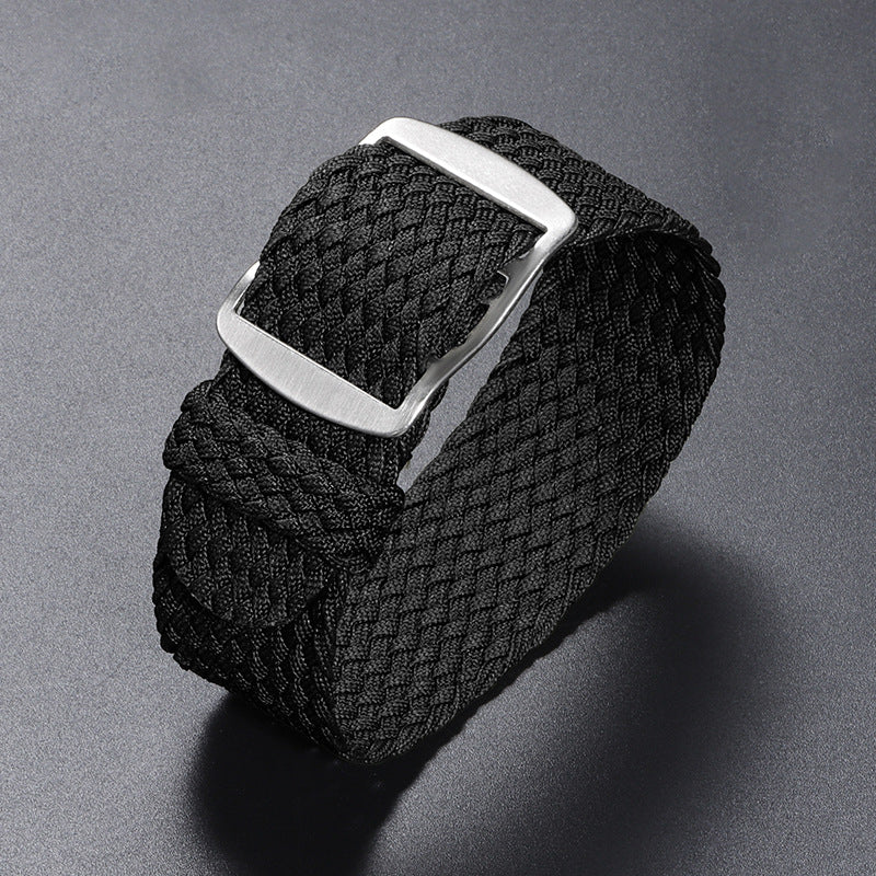 Woven Nylon Watchband Pieces Over Canvas Watch Strap