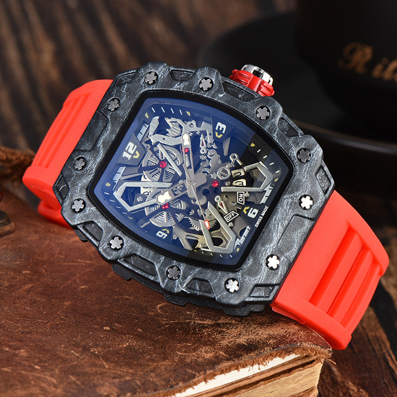 Mens Quartz Watch With A Distinctive Wave-Pattern Dial And Date Display