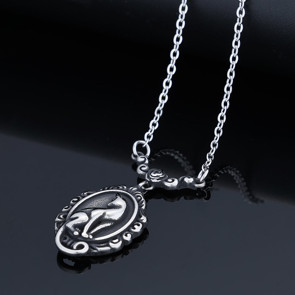 3D Cat Wreath Pendant Necklace In Titanium Steel