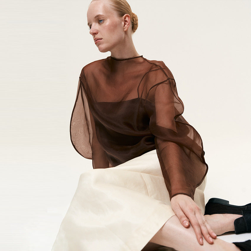 Sexy Sheer Mesh Long-Sleeve Shirt