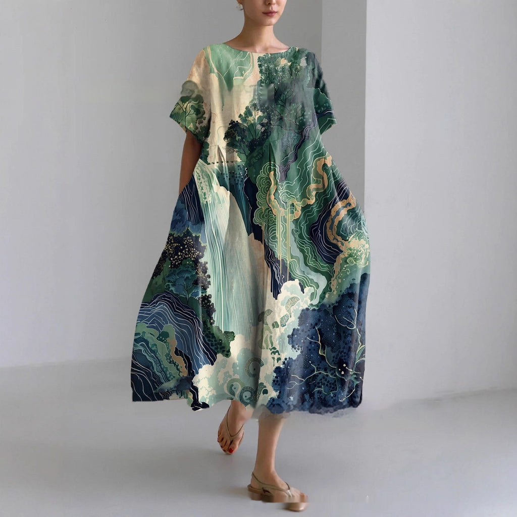 3D Fashion Womens Plus-size Elegant Short-sleeve Dress