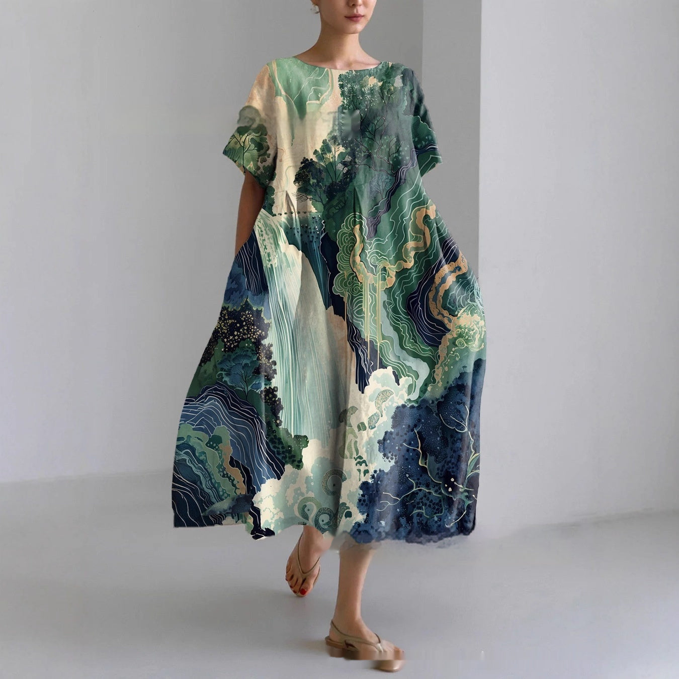 3D Fashion Womens Plus-size Elegant Short-sleeve Dress