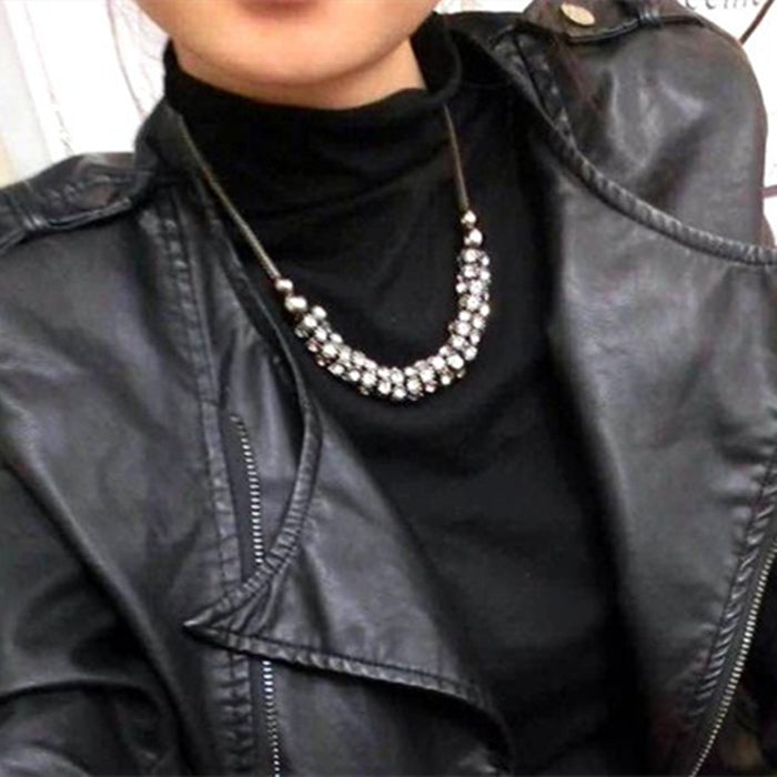 Black Round Sapphire and Blue Diamond Necklace