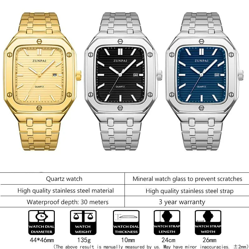 Stylish Mens Stainless Steel Square Watch