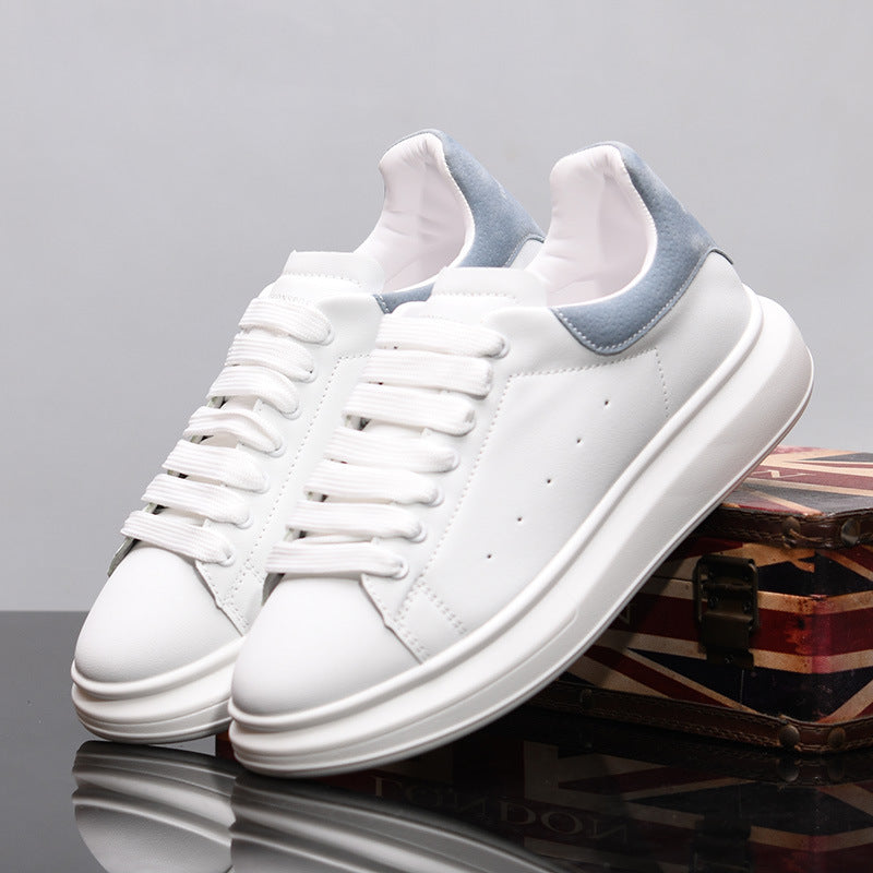 Mens Spring Leather White Shoes In Korean Style