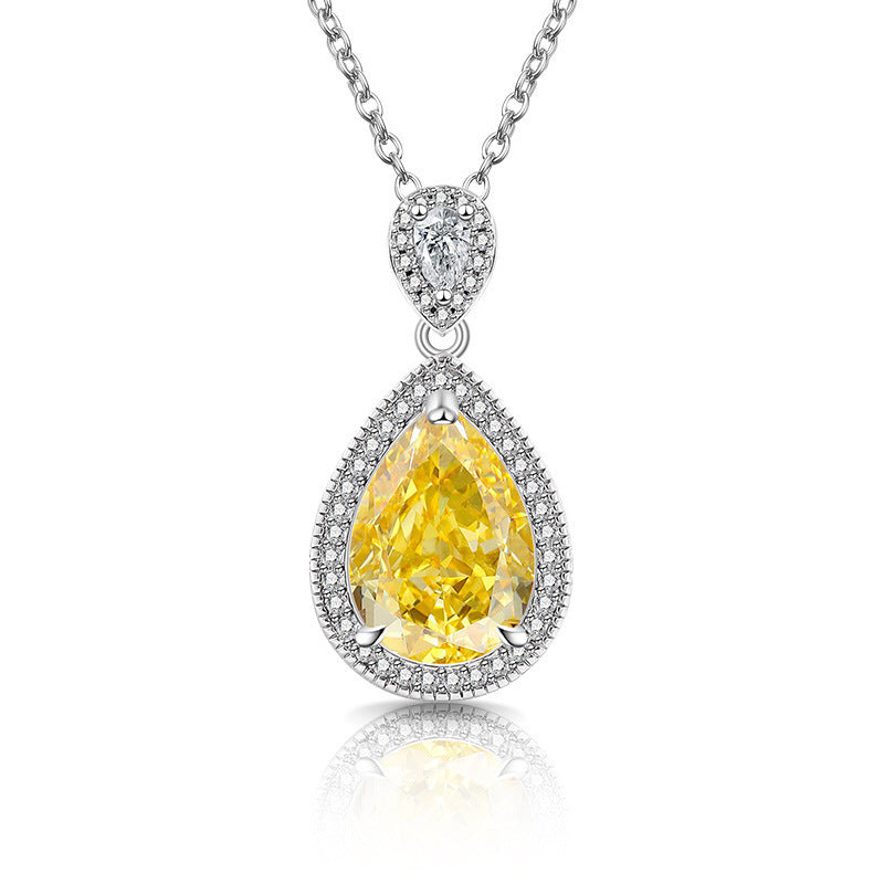 Strobe-colored Gemstone Ice-flower Cut Teardrop Necklace