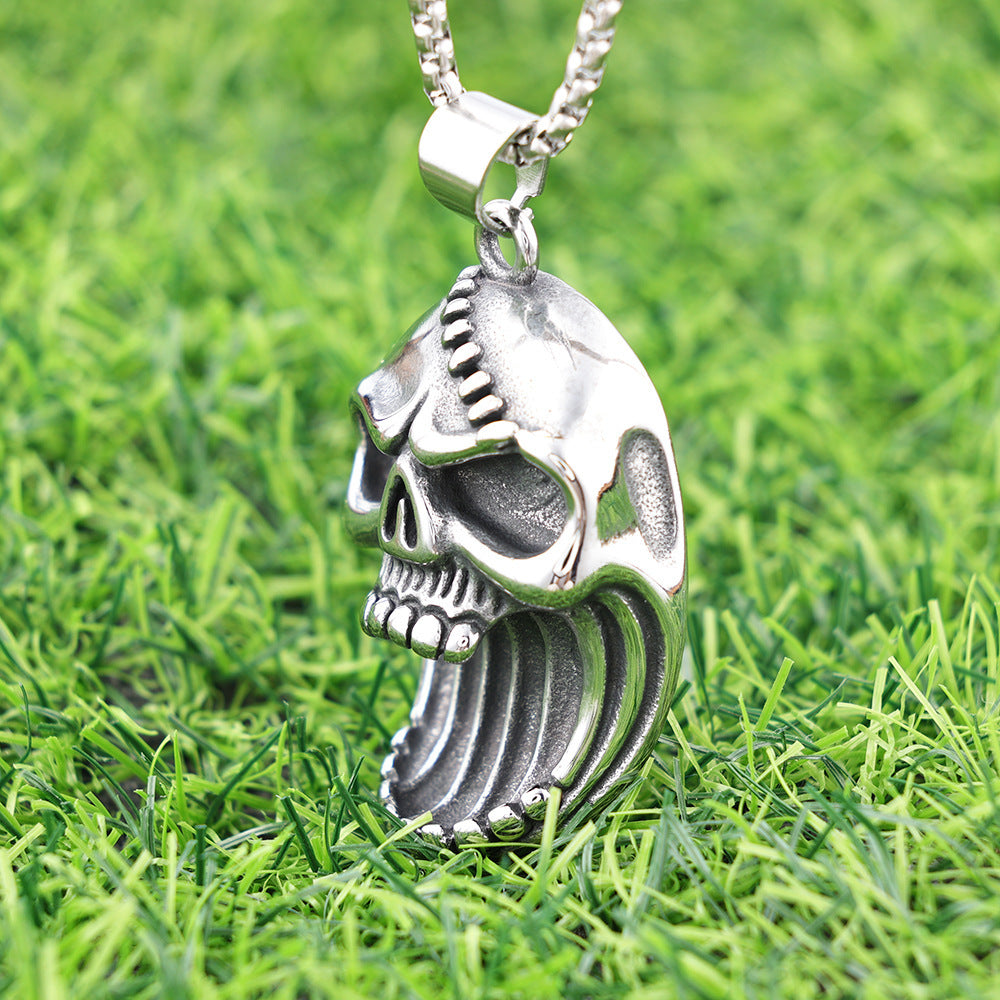Personalized 3D Scarred Skull Titanium Steel Pendant