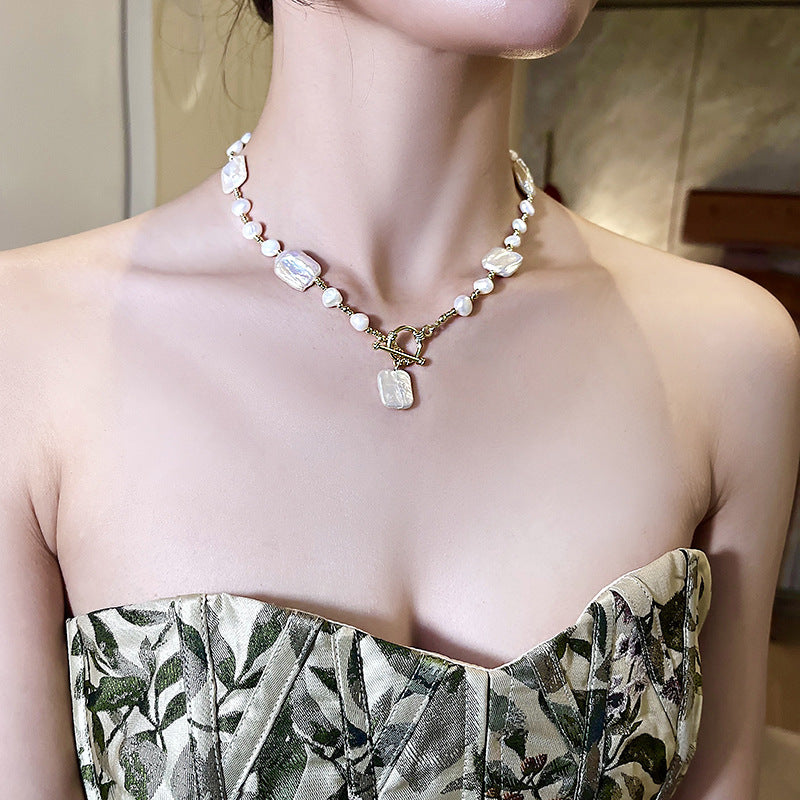 Alien Irregular Pearl OT Clasp Necklace Design