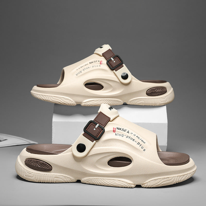 Mens Summer Outdoor Slippers With A Non-slip Step-on-poop Feel