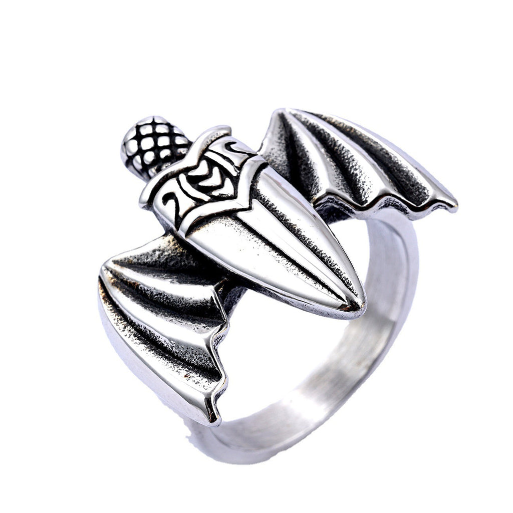 Creative Bat Wing Sword Titanium Steel Ring
