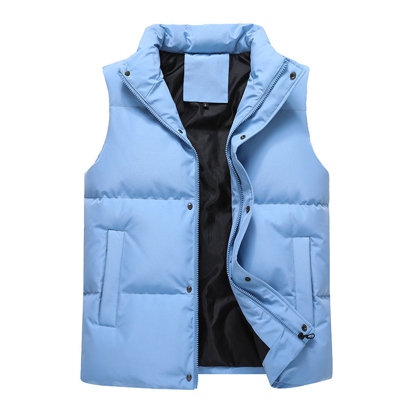 Womens Solid-Color Casual Padded Warm Vest