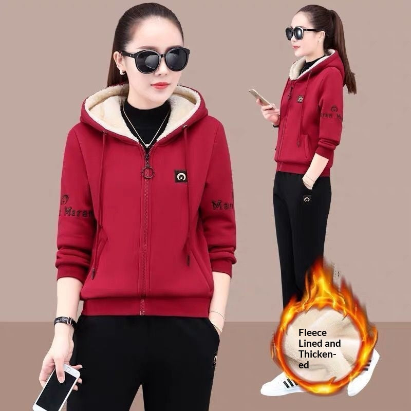Womens Fashion Plus-Size Sports Hoodie Set