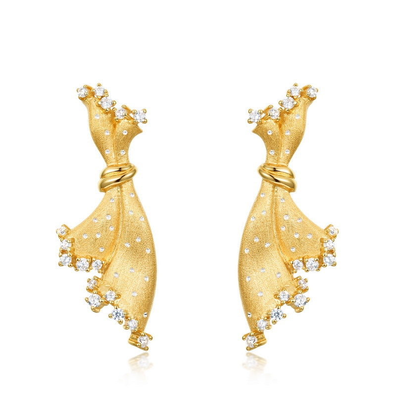 Drawing Craft Small Skirt With Pure Silver Earrings For Women