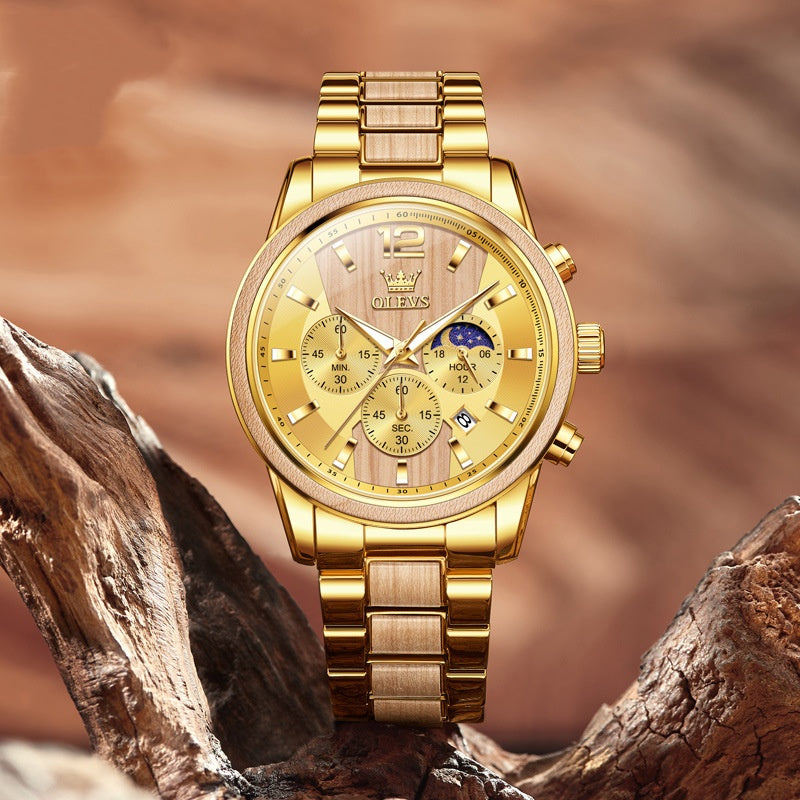 Mens Quartz Watch With Calendar Six Hands