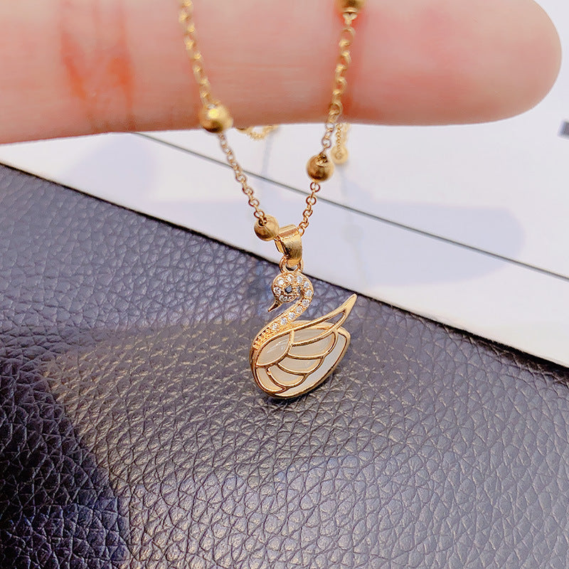 Warm Cat Eye Stone Swan Elegant Super Fairy Earrings