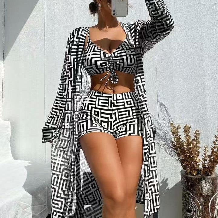 Womens Three-Piece Swimwear Cover-Up Set