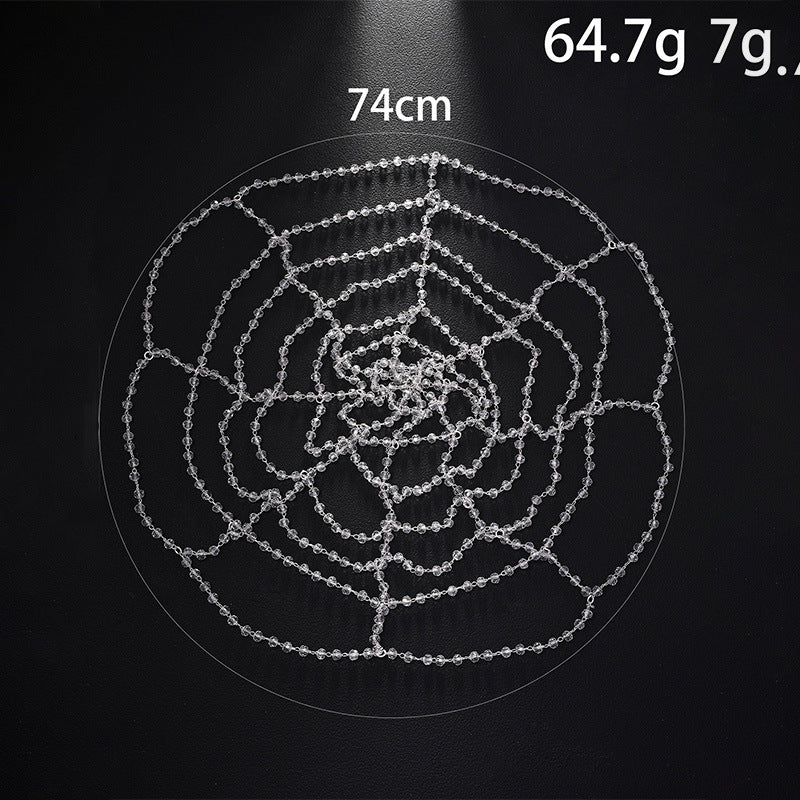 New Mesh Hollow-out Hair Chain With Dazzling Crystals For A Luxe High-end Lookperfect For Women