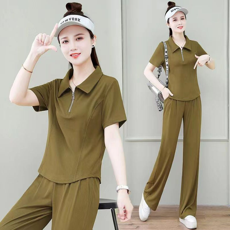 Womens Fashionable Casual Sport Short-Sleeve Set