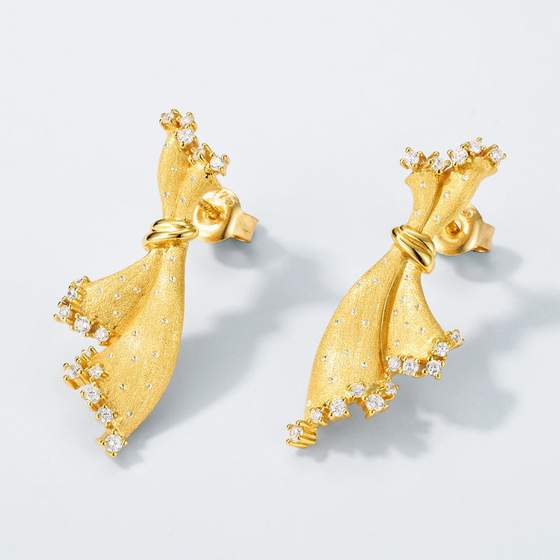 Drawing Craft Small Skirt With Pure Silver Earrings For Women