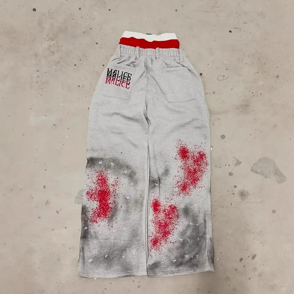 New Trendy Printed Faux Two-piece Wide-leg Pants