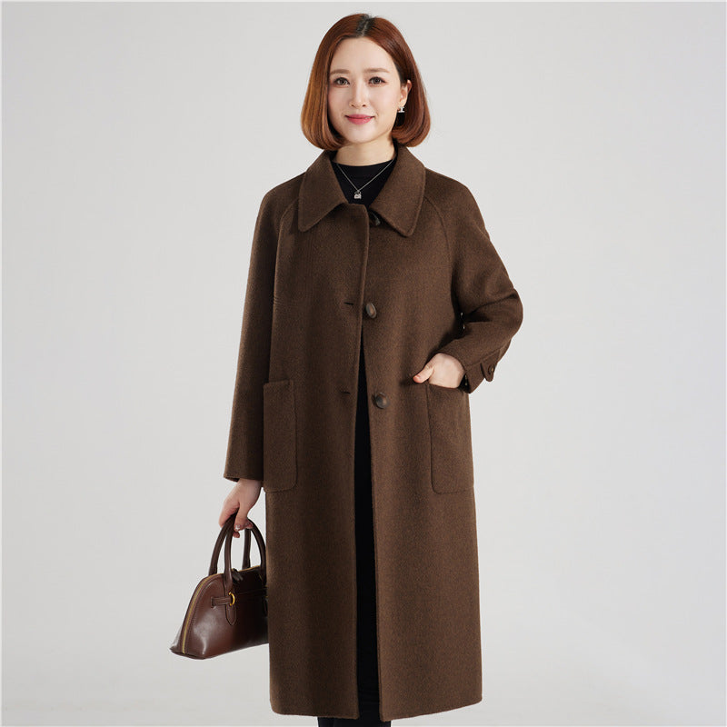 Stylish Double-Faced Wool Coat For Elegant Outerwear For Mature Women And Moms