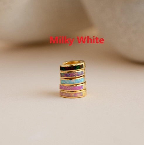 Small Opal Patch Round O-shaped Earrings